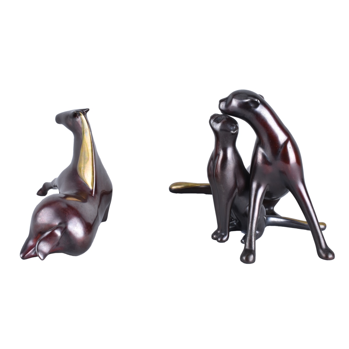 Two Loet Vanderveen Bronze Animals