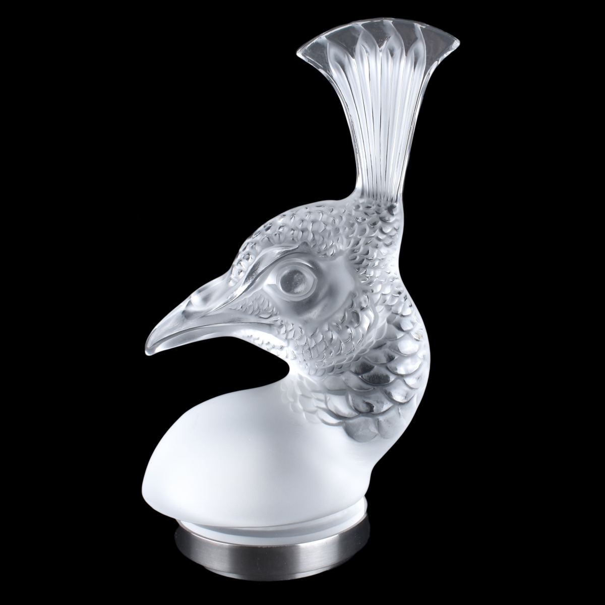 Lalique Peacock Hood Ornament/Paperweight