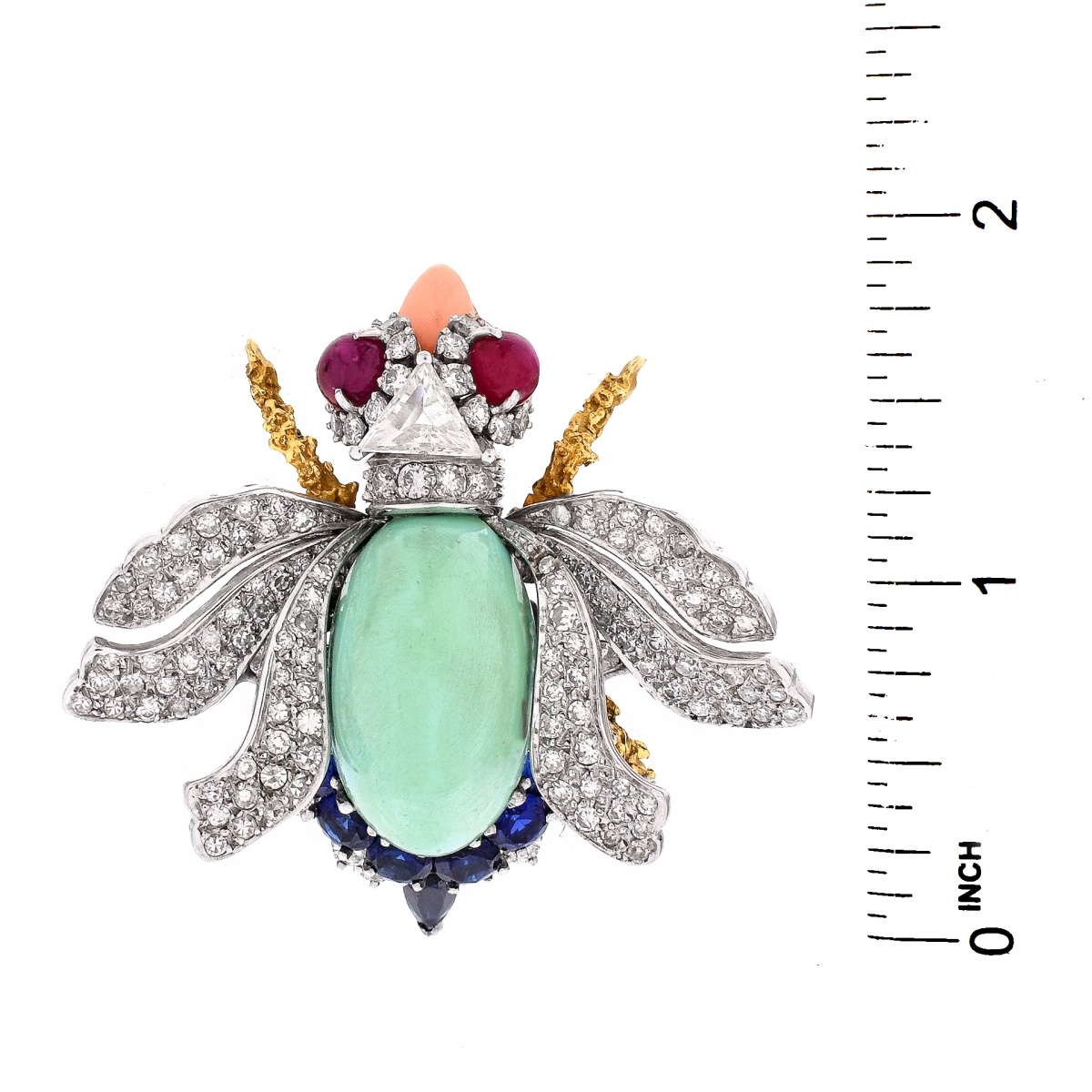 Multi Gemstone and 18K Bug Brooch