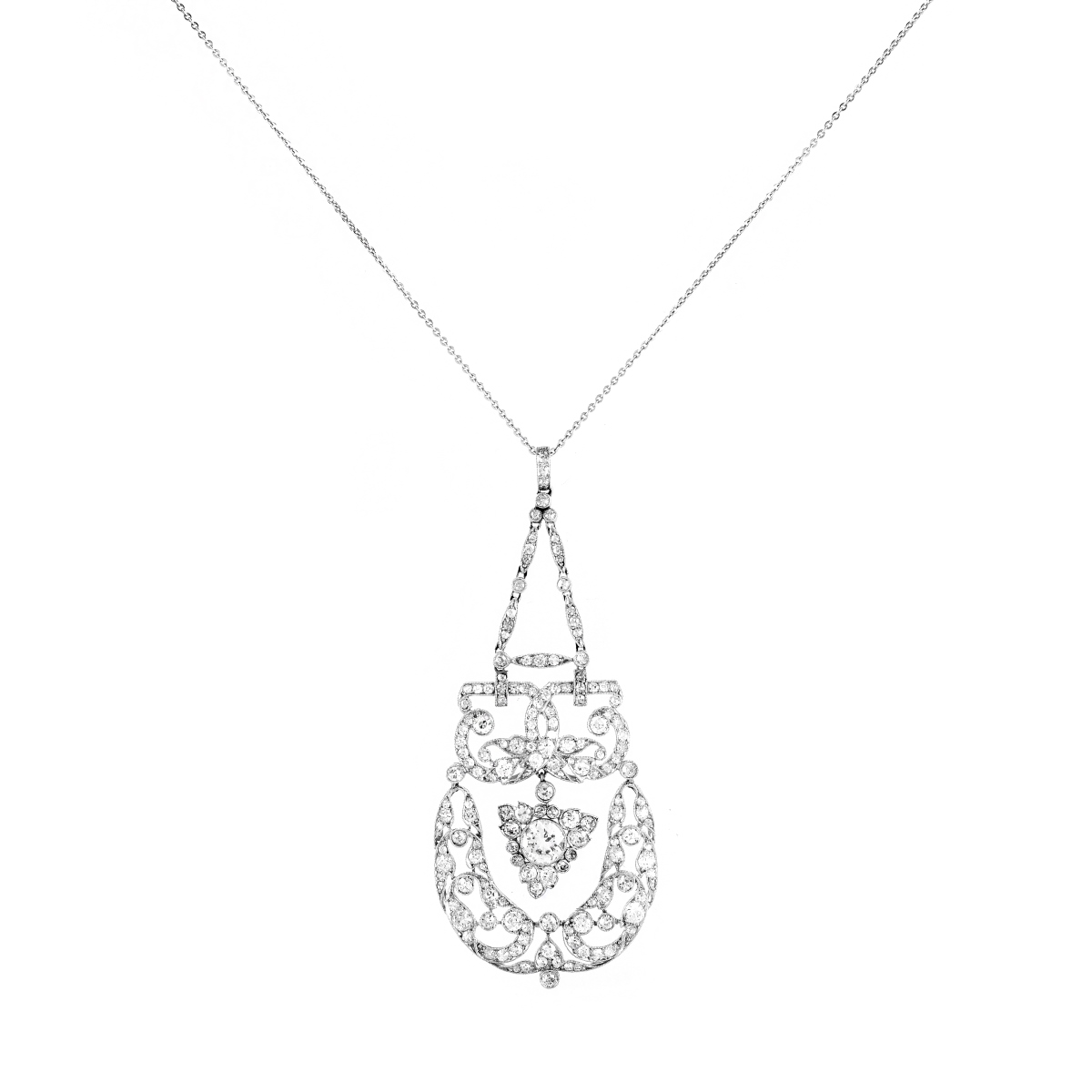 Antique Mauboussin Diamond Pendant Necklace