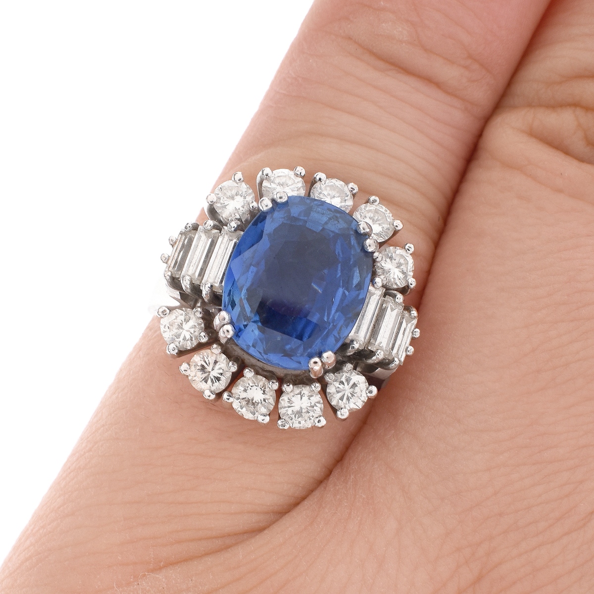 Sapphire, Diamond and 14K Ring