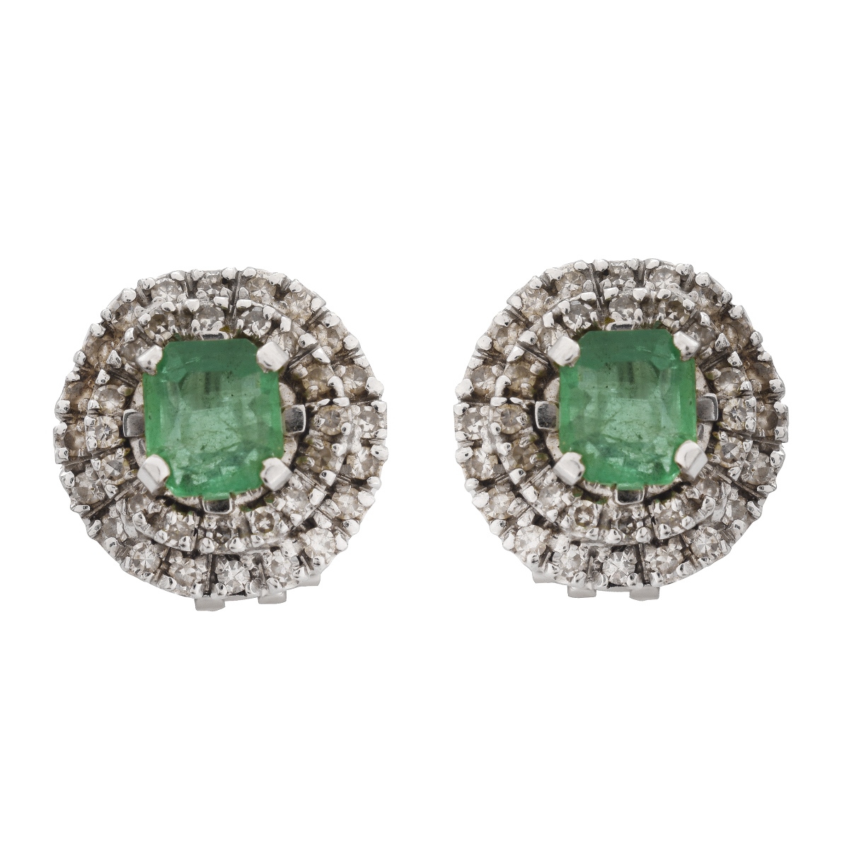 Emerald, Diamond and 18K Earrings