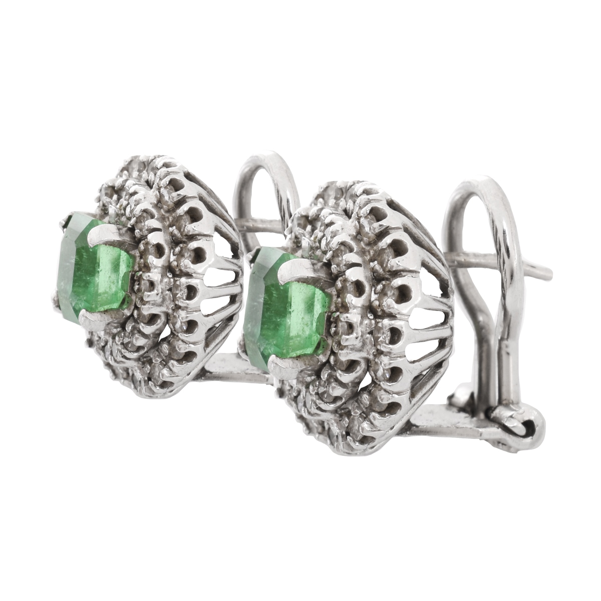 Emerald, Diamond and 18K Earrings