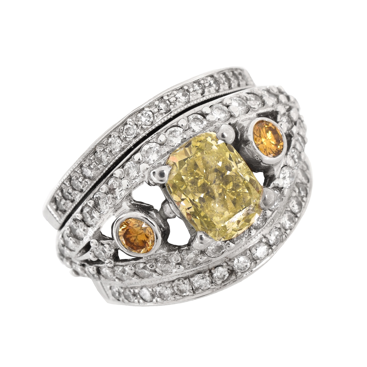 AGI 2.13 Carat Fancy Yellow Diamond Ring