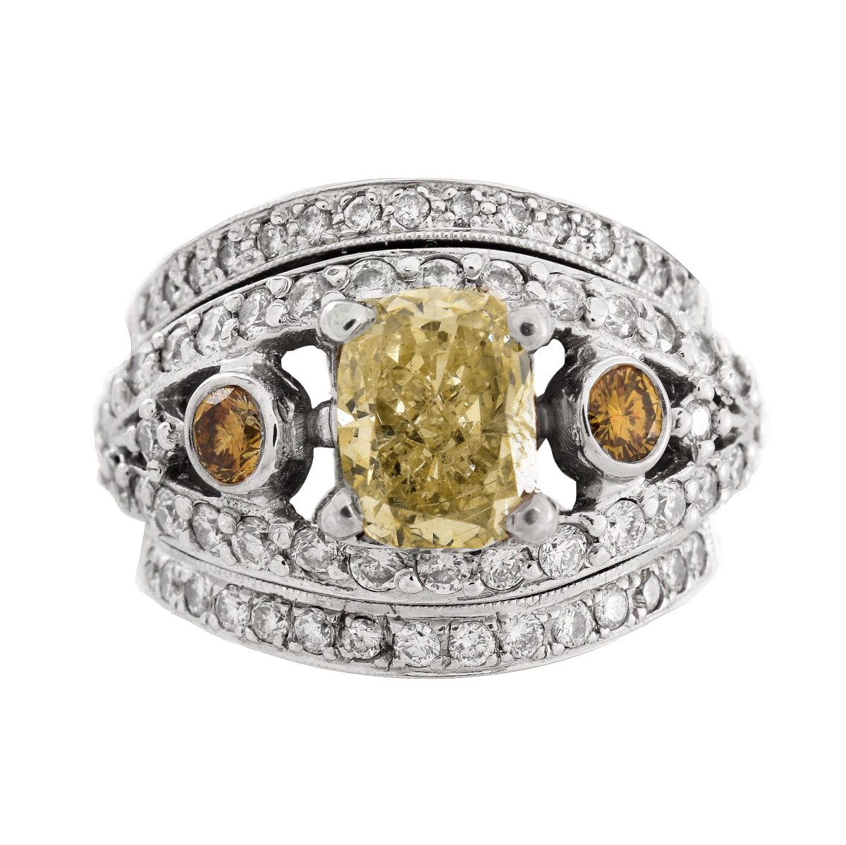 AGI 2.13 Carat Fancy Yellow Diamond Ring