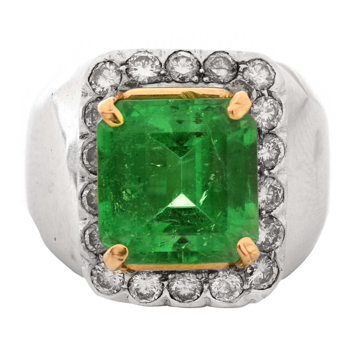 GAL 6.0 Carat Emerald, Diamond and 18K Ring