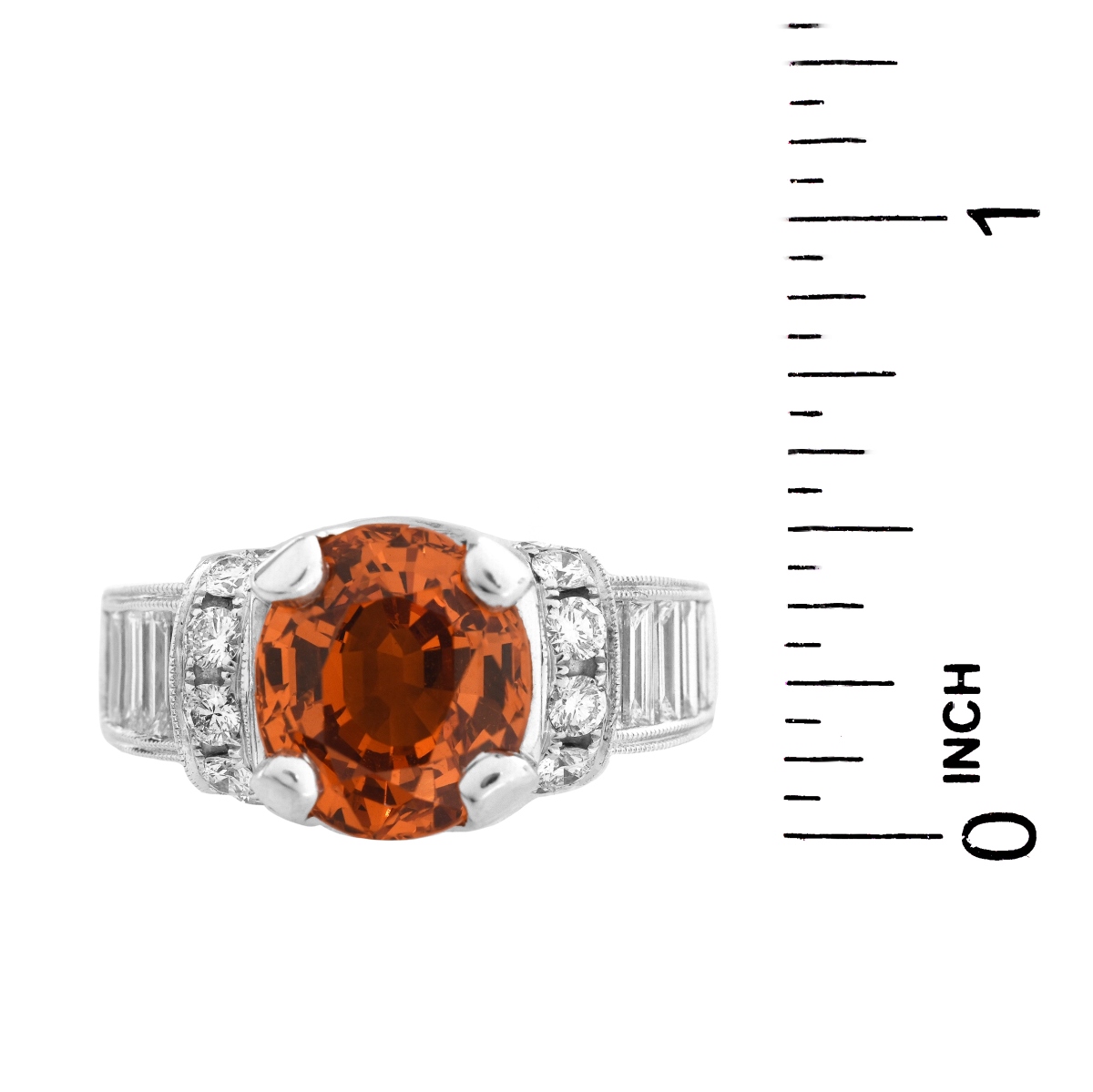 AJI 6.42 Carat Garnet, Diamond and 18K Ring