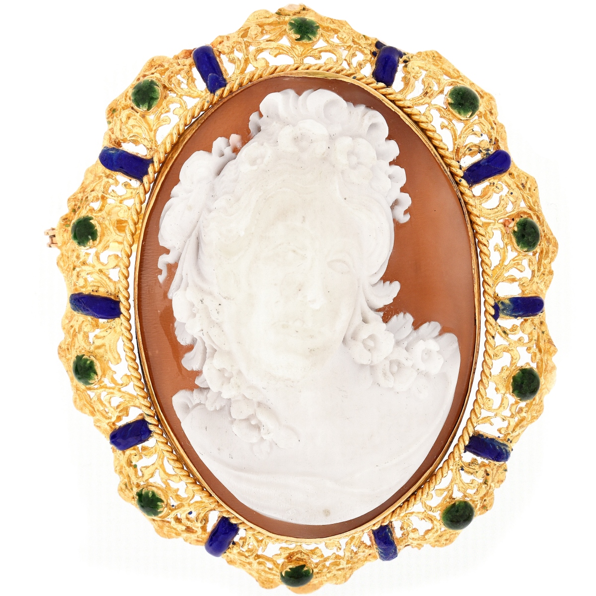 Vintage 18K Carved Cameo Brooch