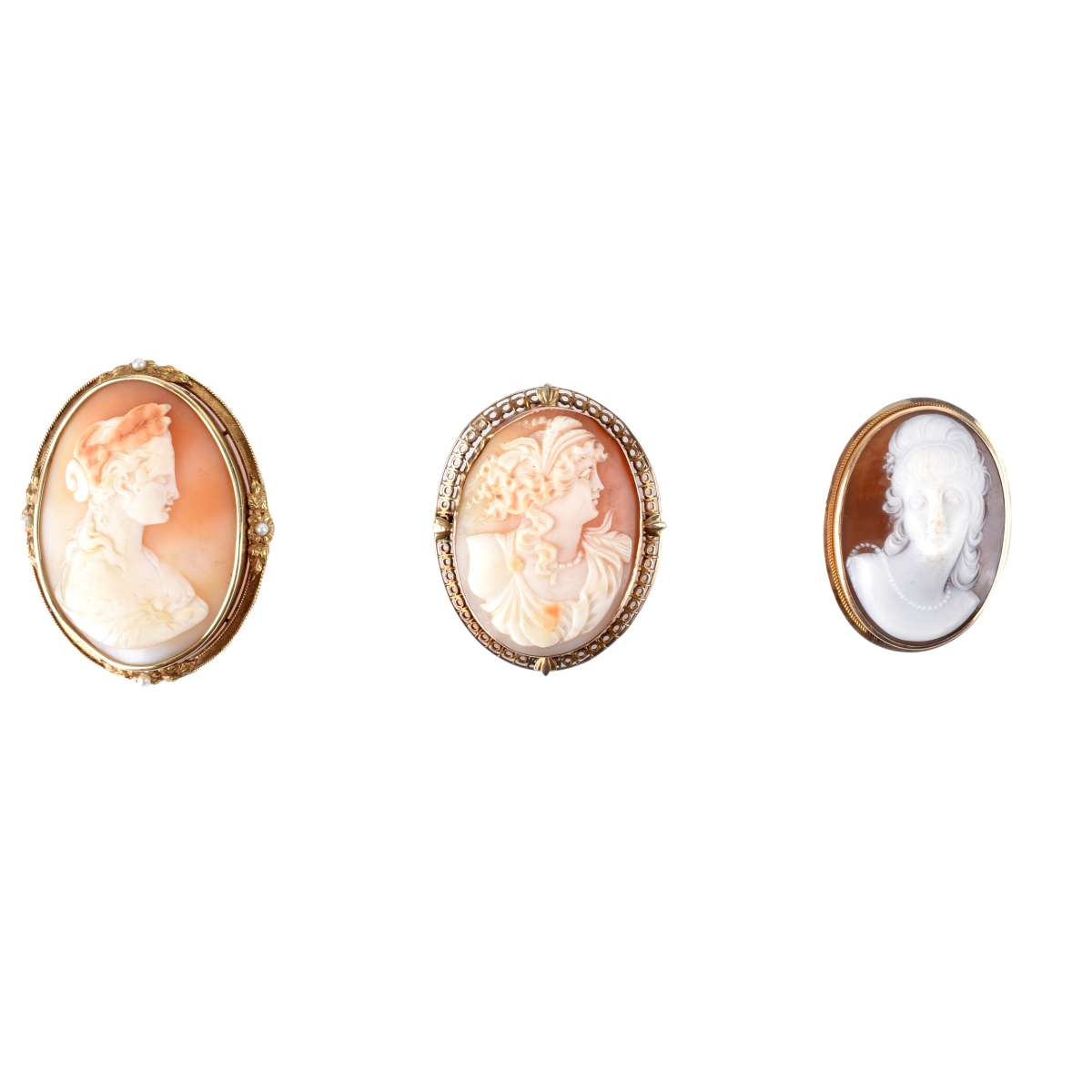 Three Antique Cameo Brooches