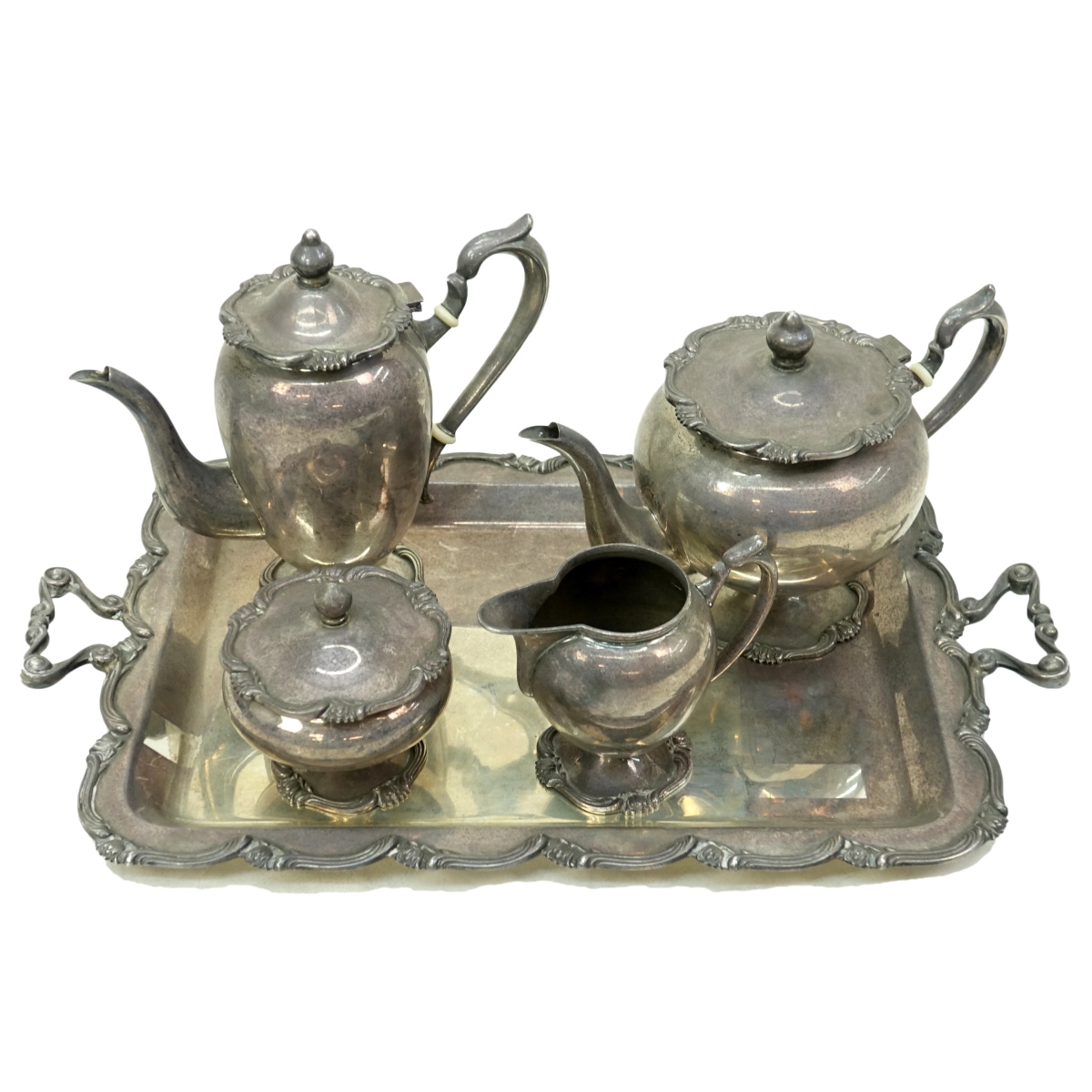 Five Piece Camusso Silver Tea Set