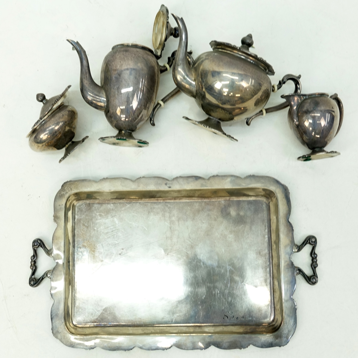 Five Piece Camusso Silver Tea Set