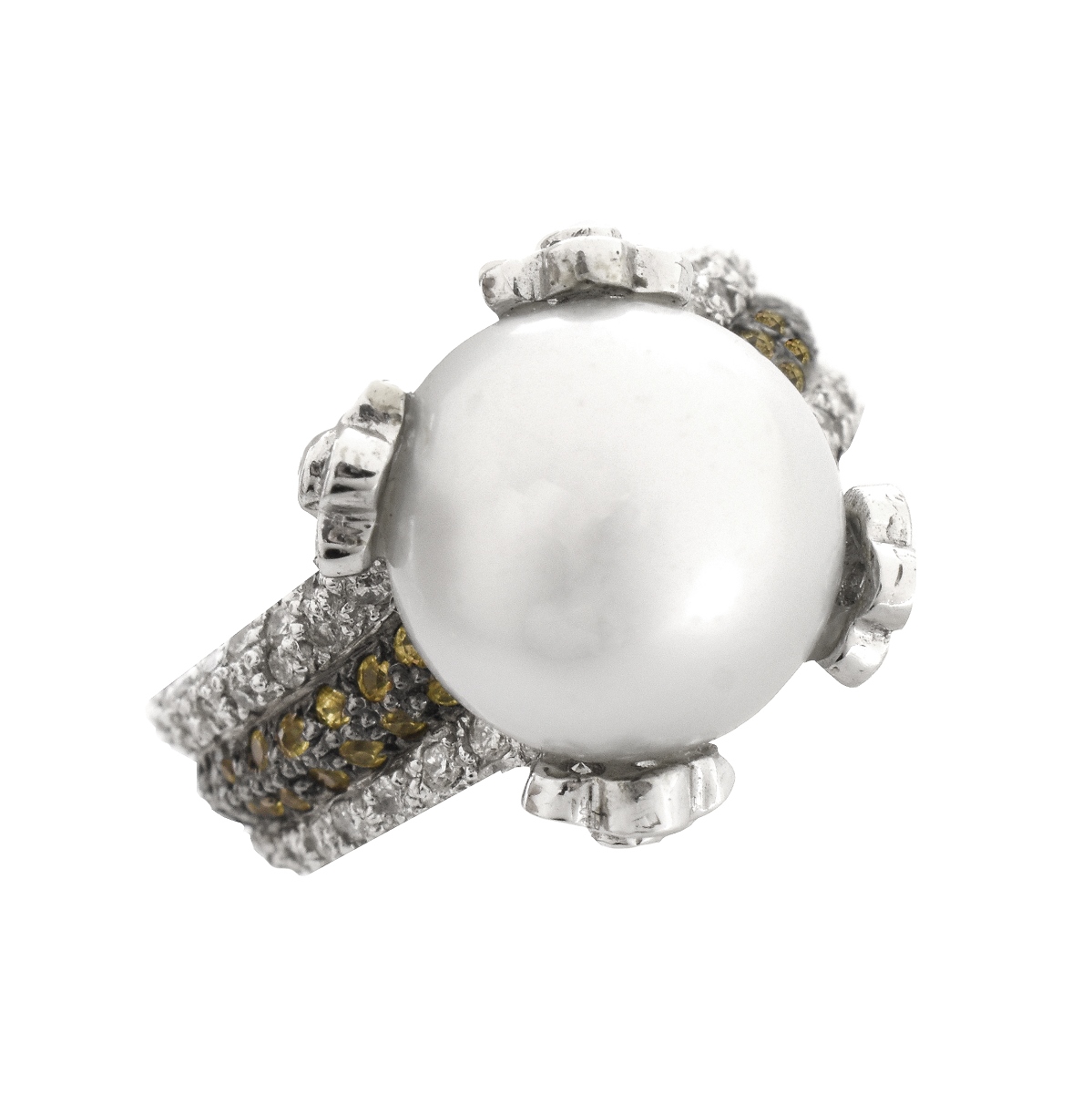 Pearl, Diamond and 18K Ring