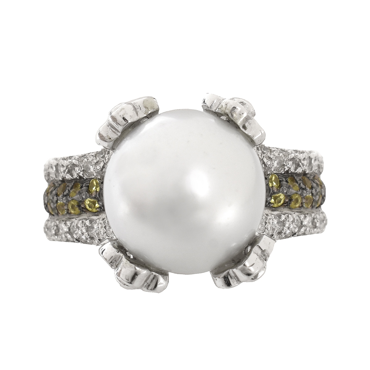 Pearl, Diamond and 18K Ring