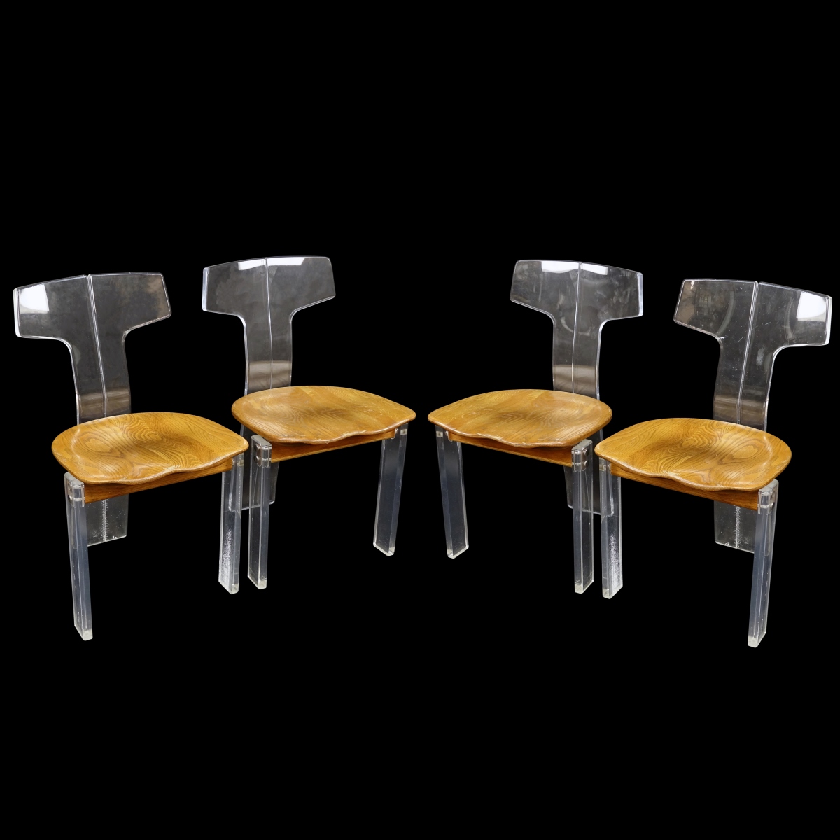 Lucite and Wood Chairs