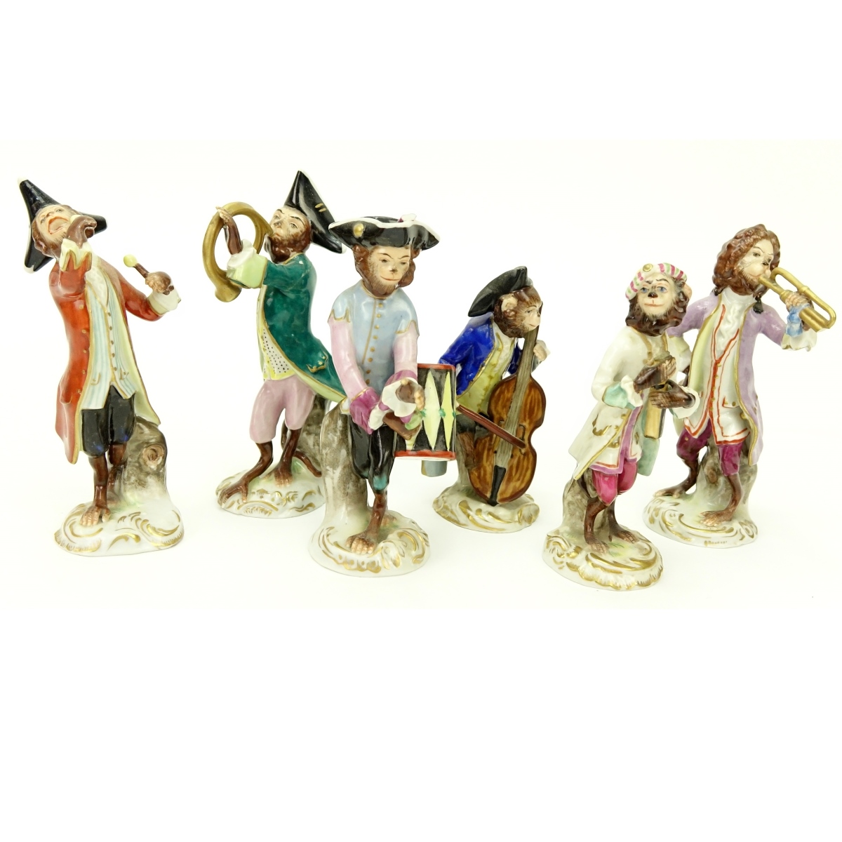 Grouping of Six German and Capodimonte Figurines