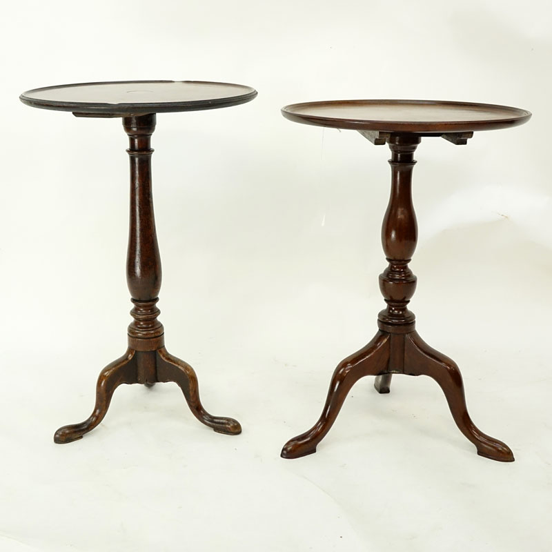 Two Queen Anne Walnut Tilt & Pedestal Tables