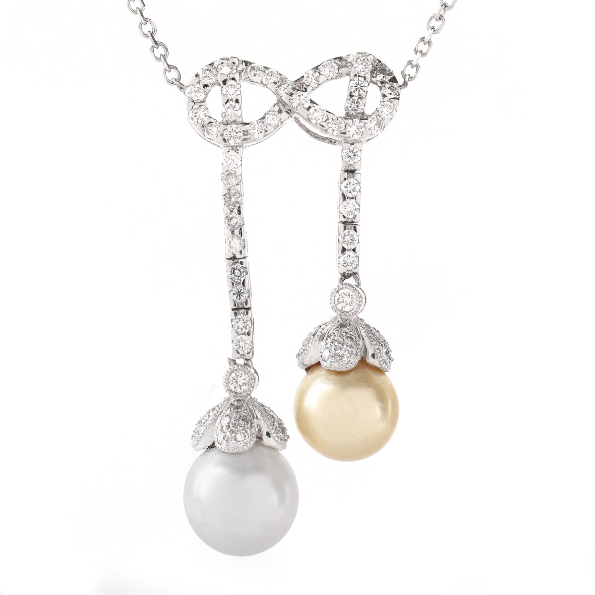 Pearl, Diamond and 18K Pendant Necklace