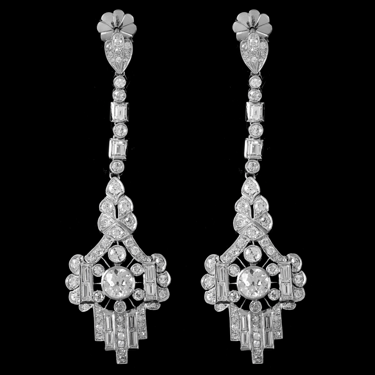 Art Deco Diamond and Platinum Earrings