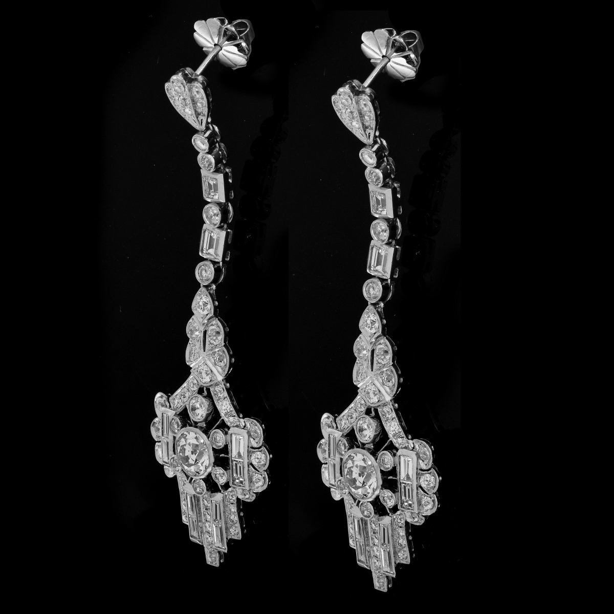 Art Deco Diamond and Platinum Earrings