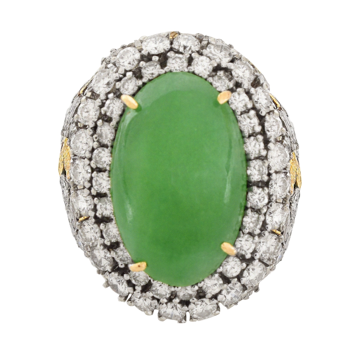 GIA Jade, Diamond and 18K Ring