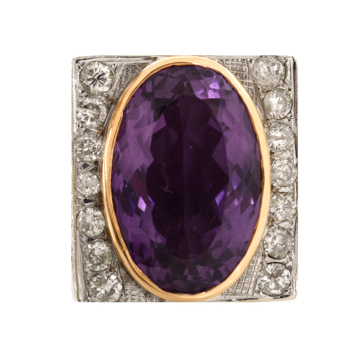 Vintage Amethyst, Diamond and 14K Ring