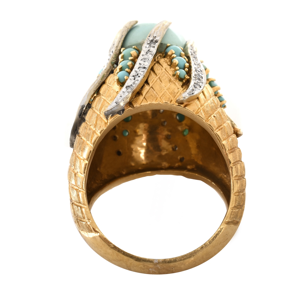 Vintage Turquoise, Diamond and 14K Ring