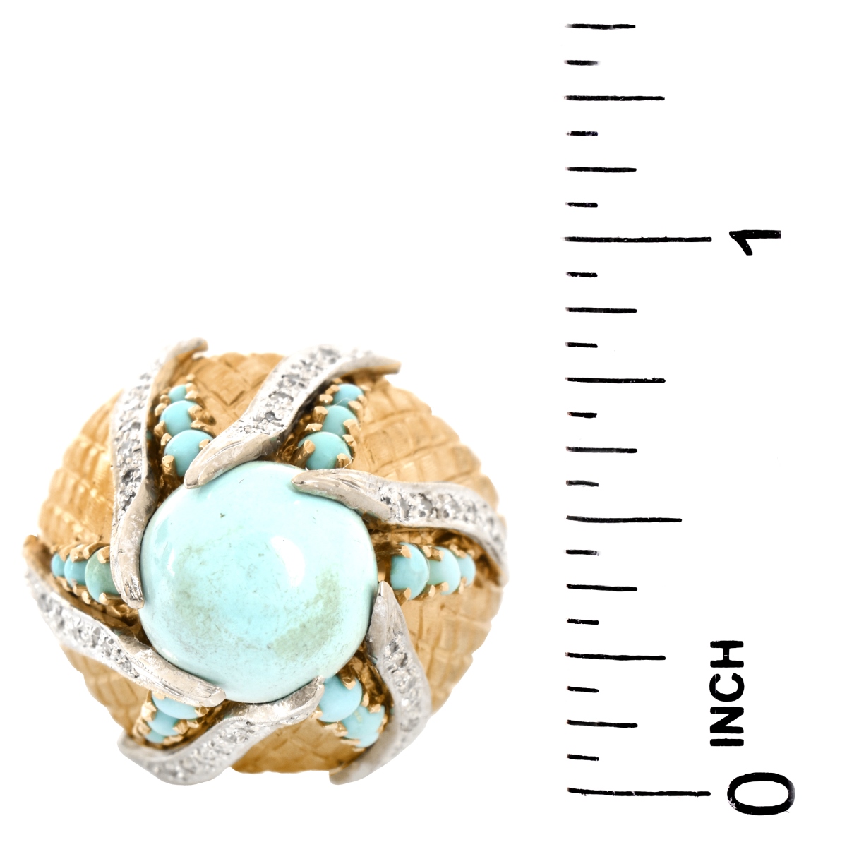 Vintage Turquoise, Diamond and 14K Ring