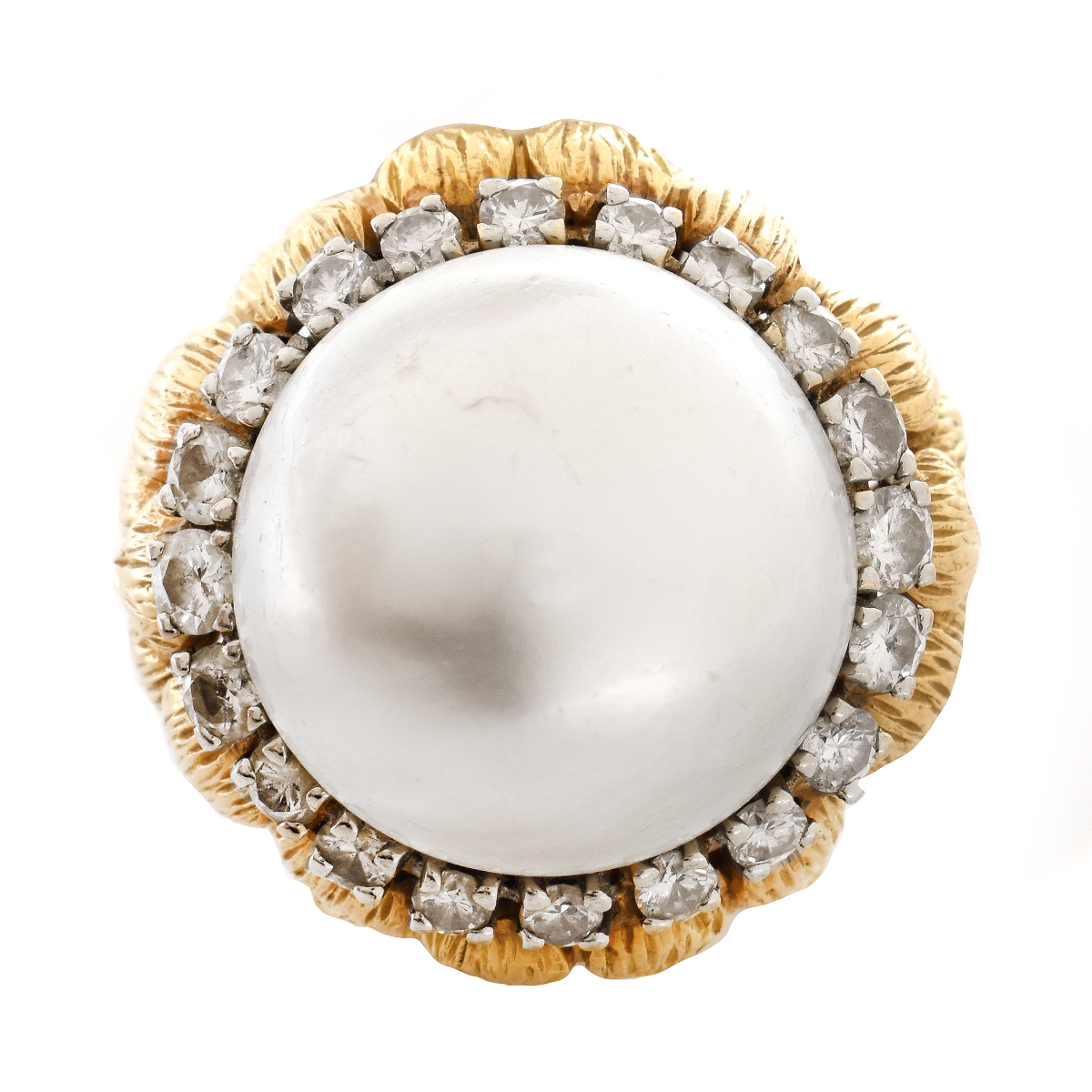 Vintage Mabe Pearl, Diamond and 14K Ring