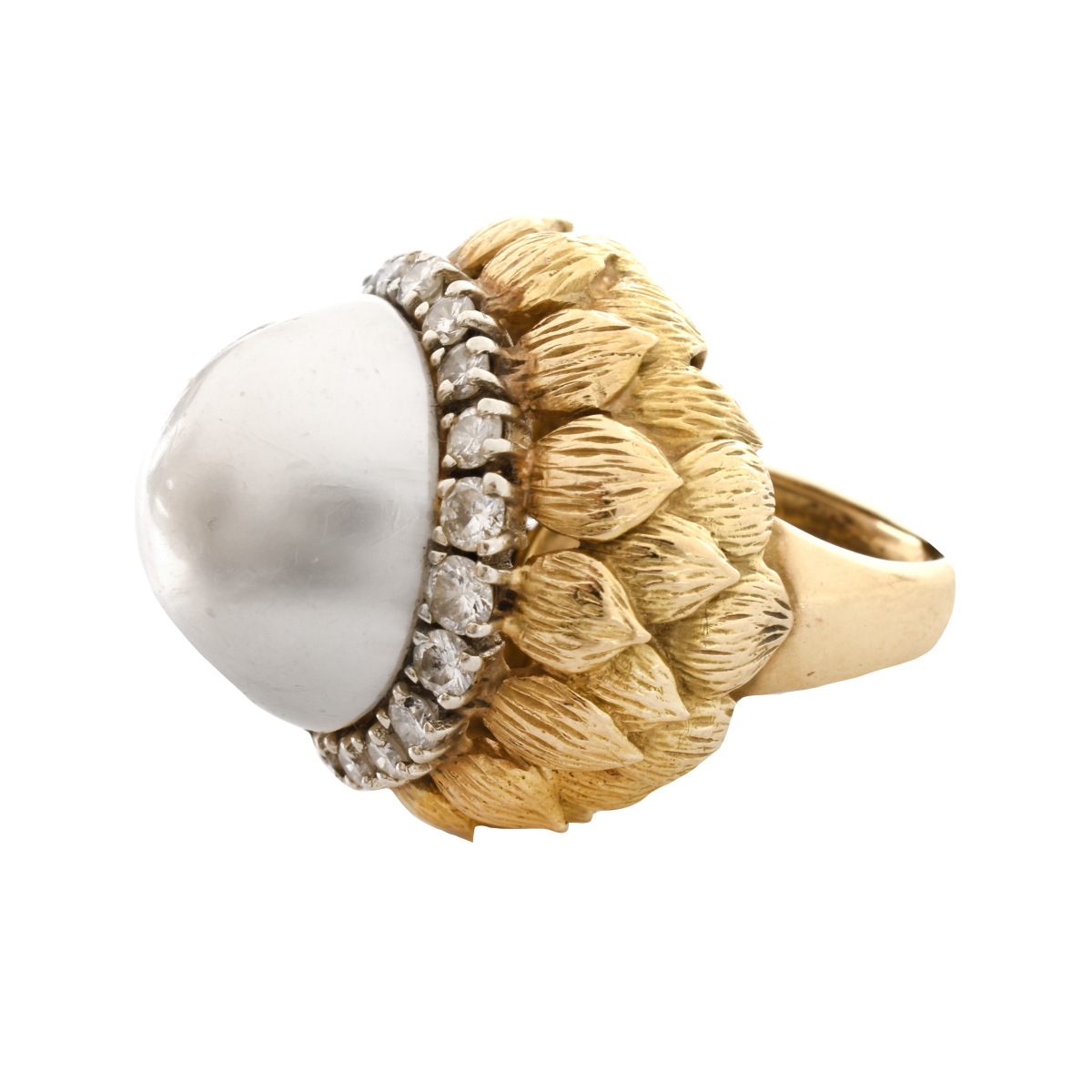 Vintage Mabe Pearl, Diamond and 14K Ring