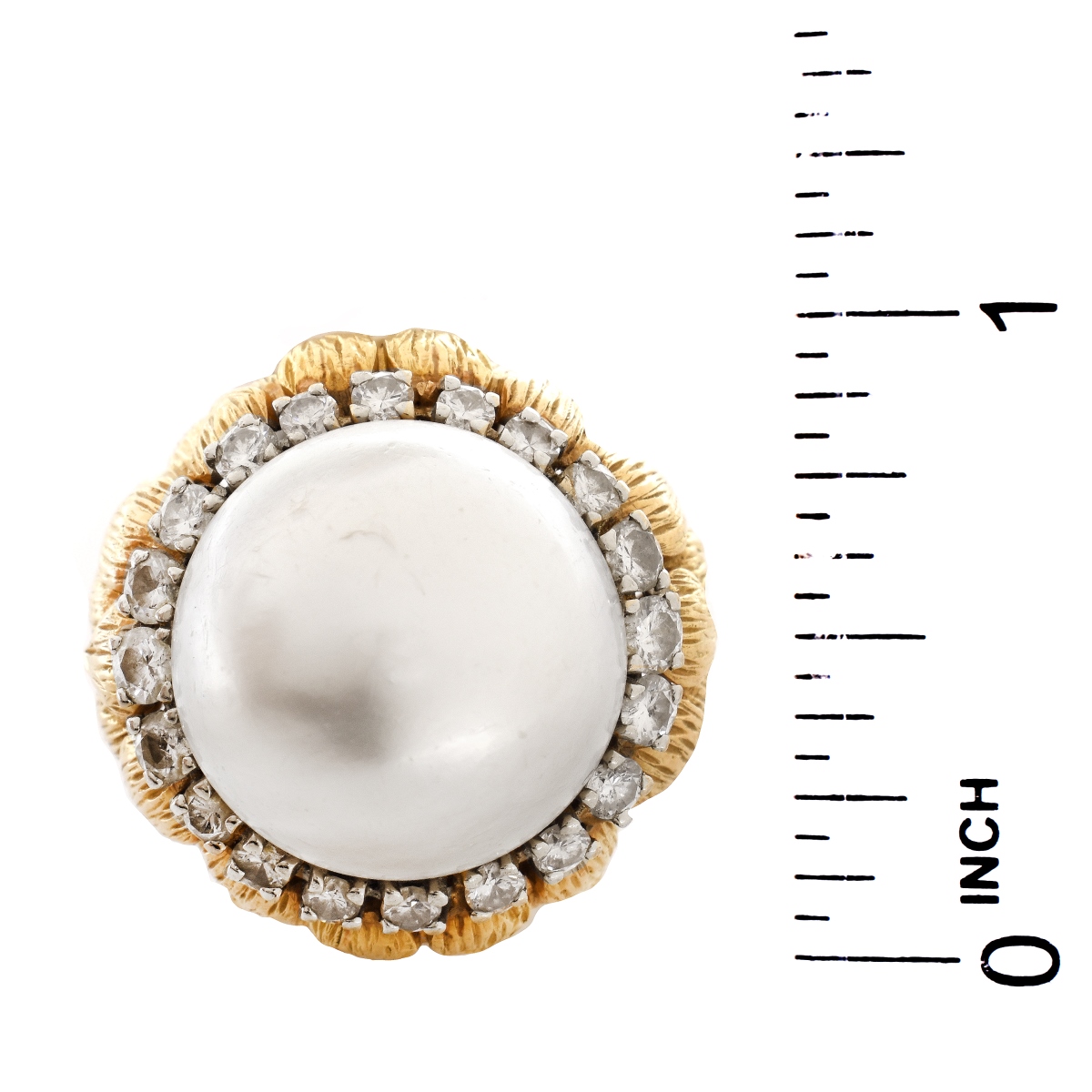 Vintage Mabe Pearl, Diamond and 14K Ring