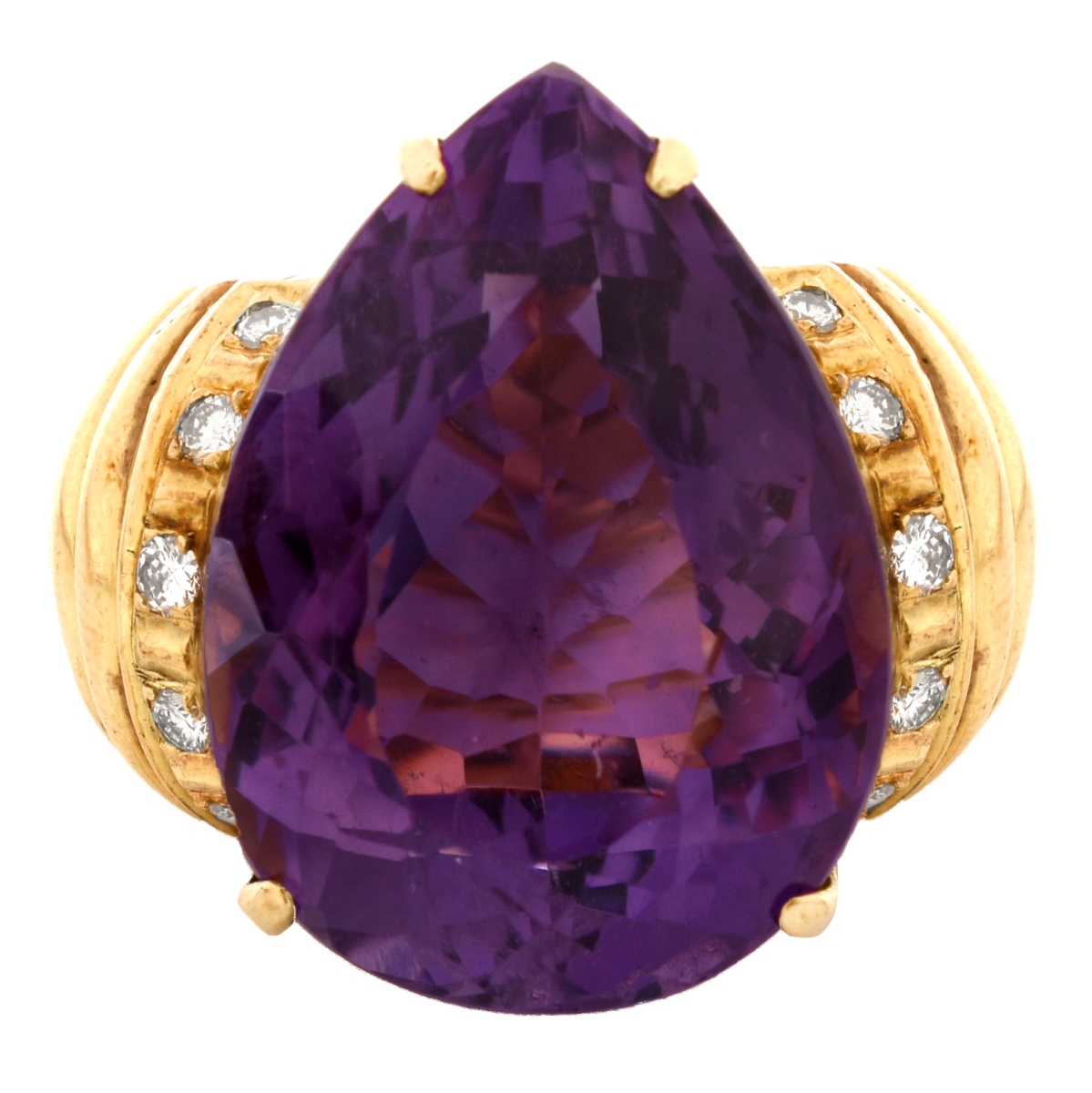 Vintage Amethyst, Diamond and 14K Ring