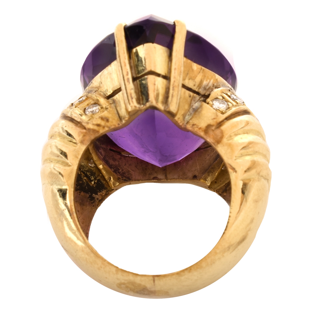 Vintage Amethyst, Diamond and 14K Ring