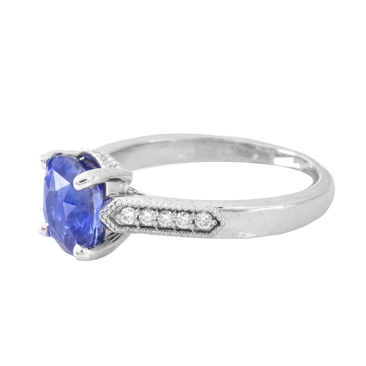 GIA 2.52ct. Sapphire, Diamond and 14K Gold Ring