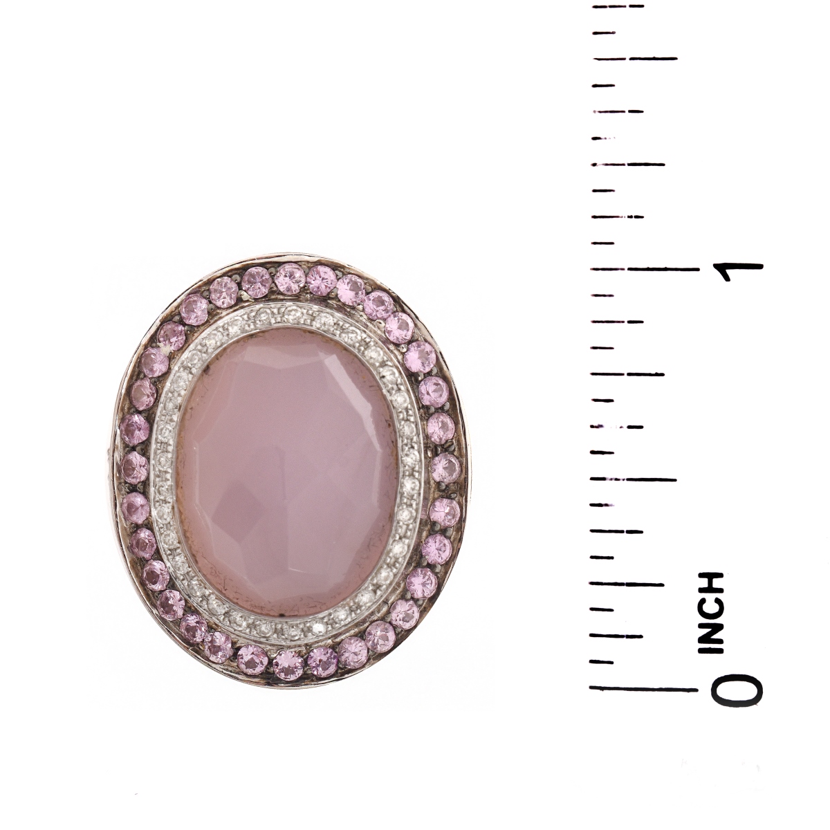 Moonstone, Diamond, Sapphire and 18K Ring