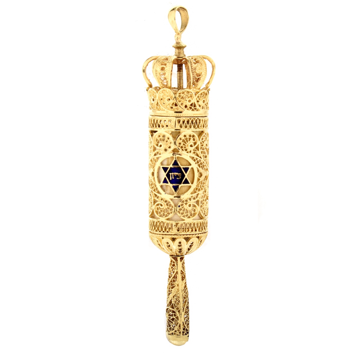 14K Gold Torah Pendant