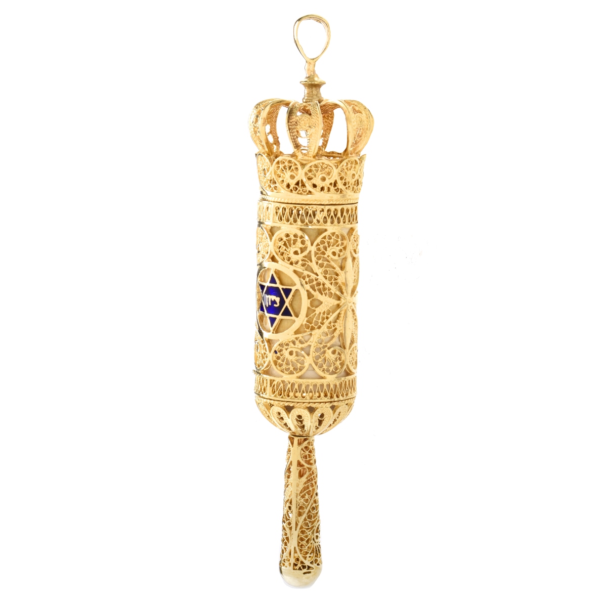 14K Gold Torah Pendant