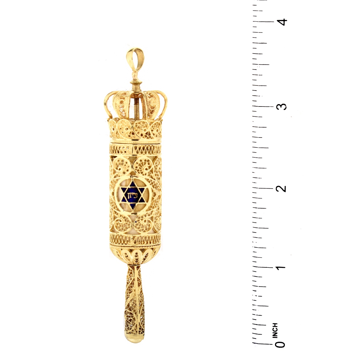 14K Gold Torah Pendant