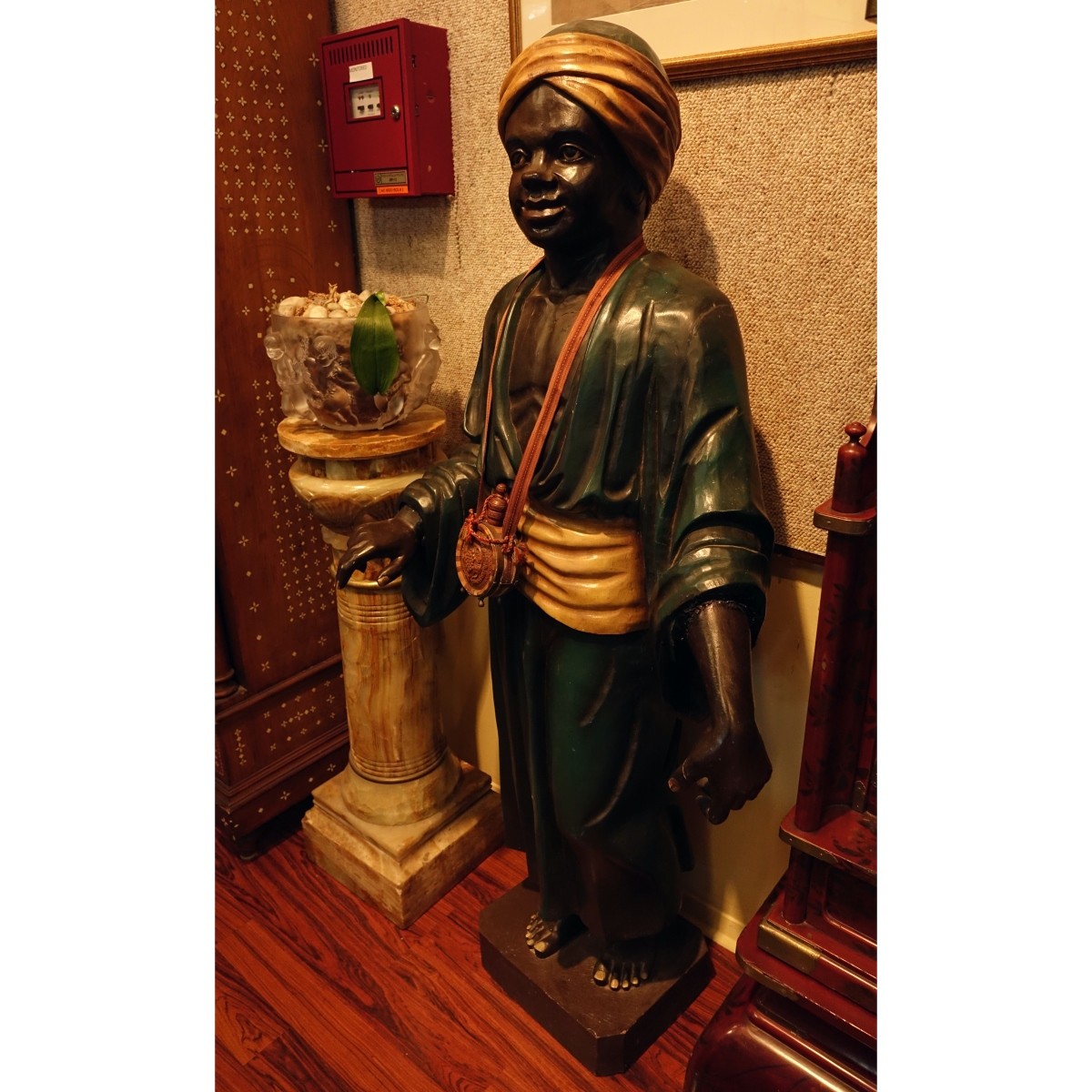 Life Size Polychrome Wood Carved Blackamoor Figure