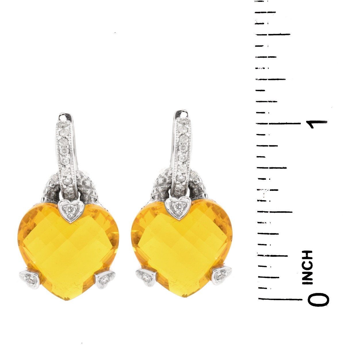 Quartz, Diamond and 14K Earrings