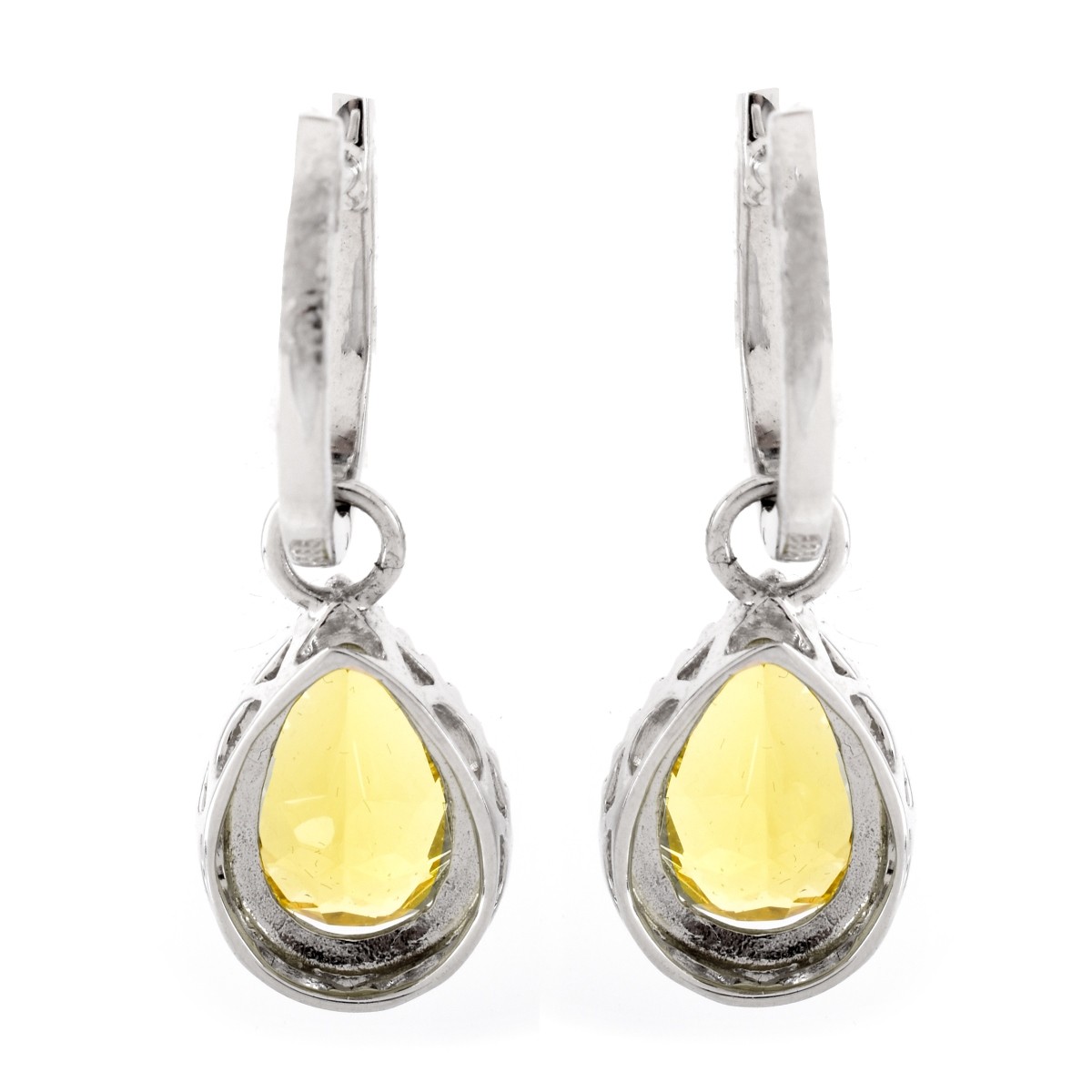 Diamond, Yellow Stone and 14K Earrings