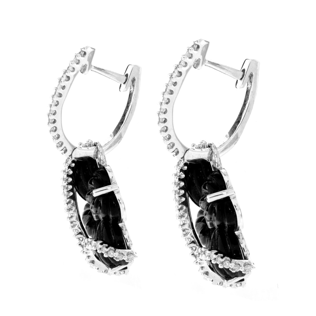 Onyx, Diamond and 18K Earrings