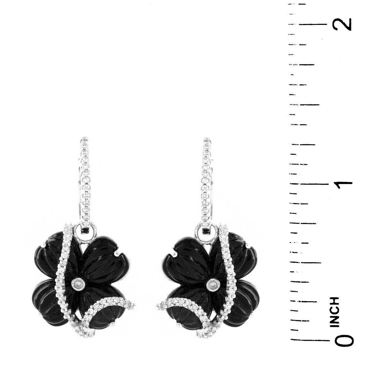 Onyx, Diamond and 18K Earrings