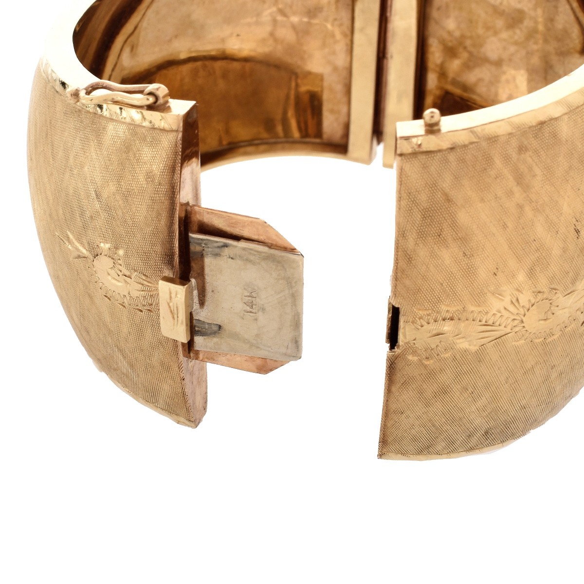 Vintage Wide 14K Cuff bangle Bracelet