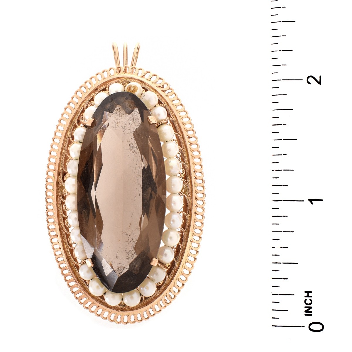 Smokey Topaz, Pearl and 14K Pendant