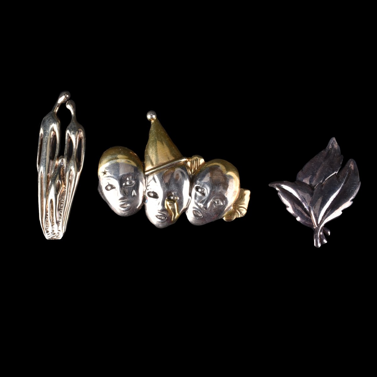 Three Sterling Pin Brooches