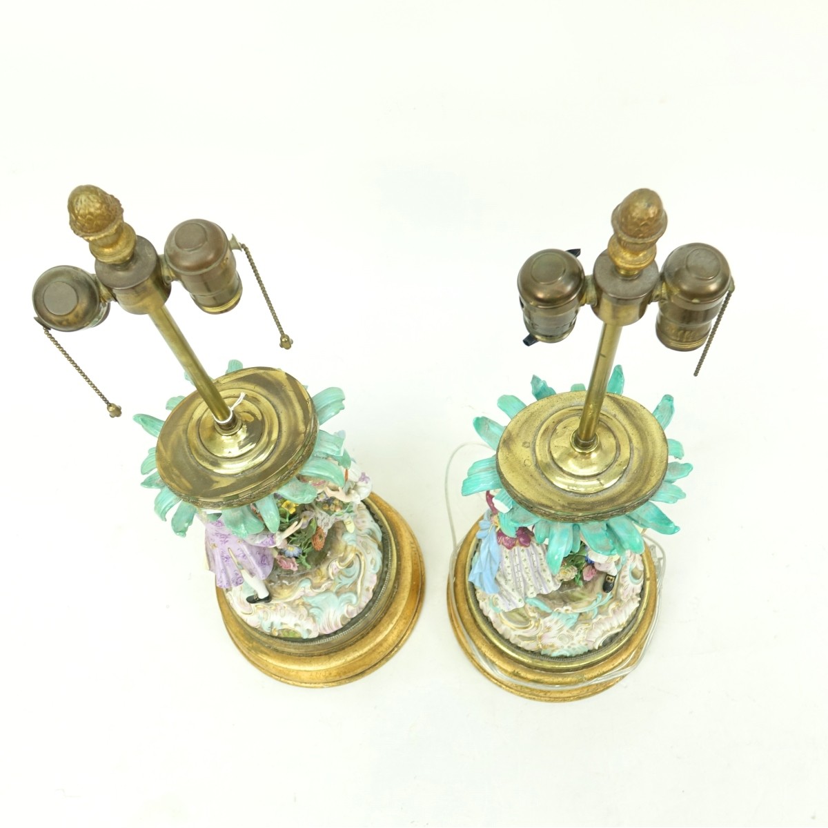 Pair Meissen Style Lamp