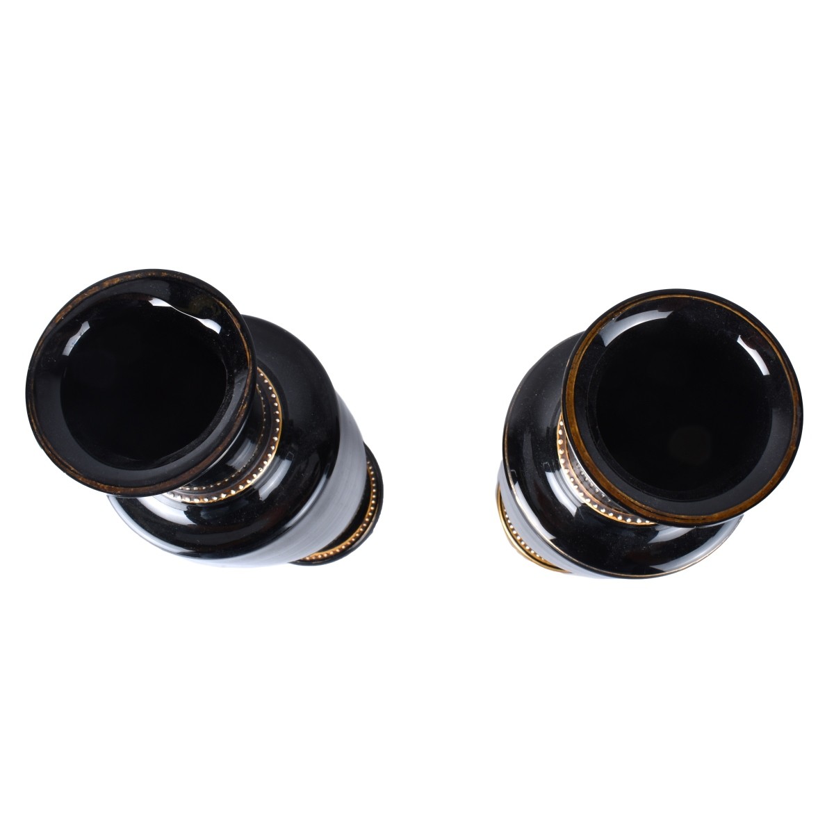 Pair Black Opaline Vases