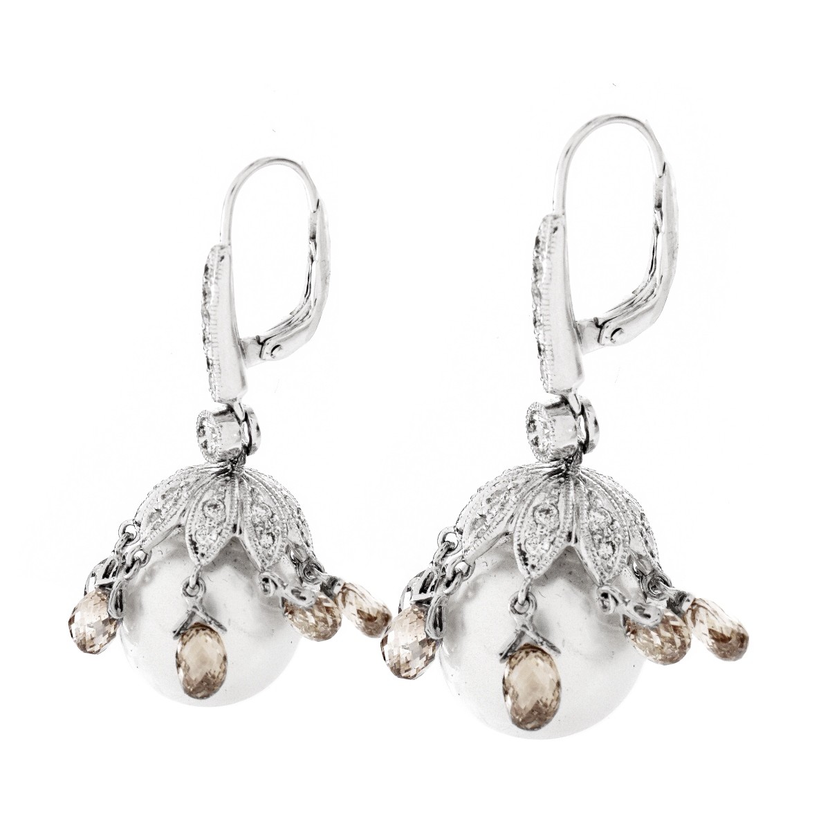 Diamond, Pearl and 18K Earrings