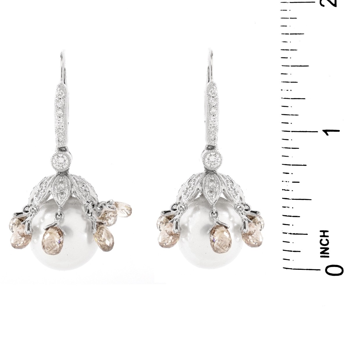 Diamond, Pearl and 18K Earrings