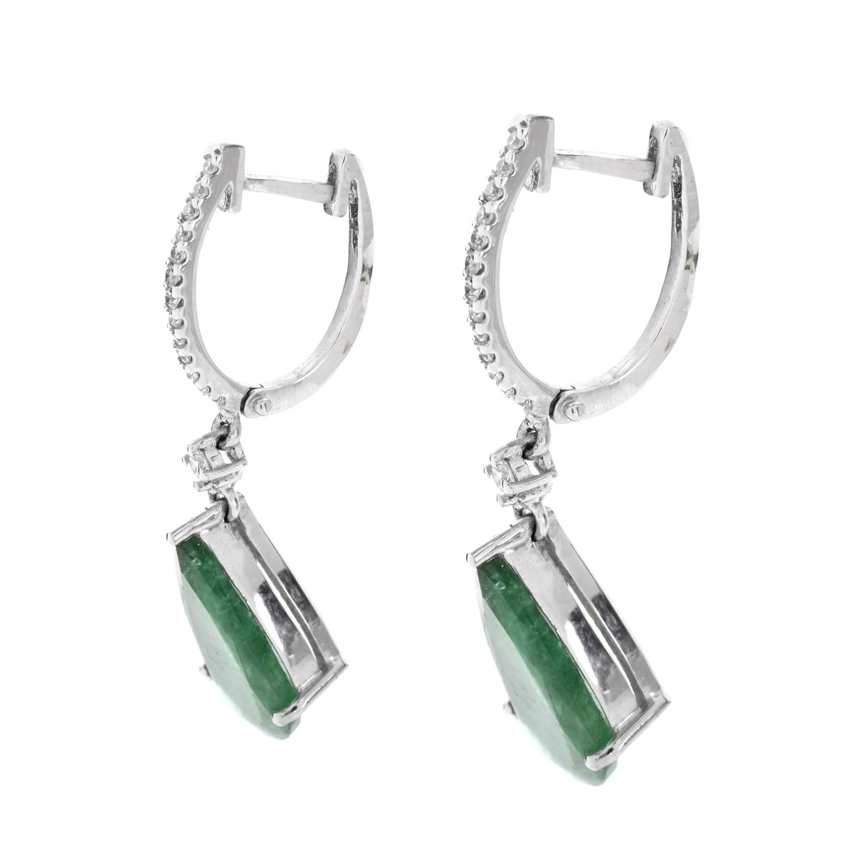 Emerald, Diamond and 18K Earrings